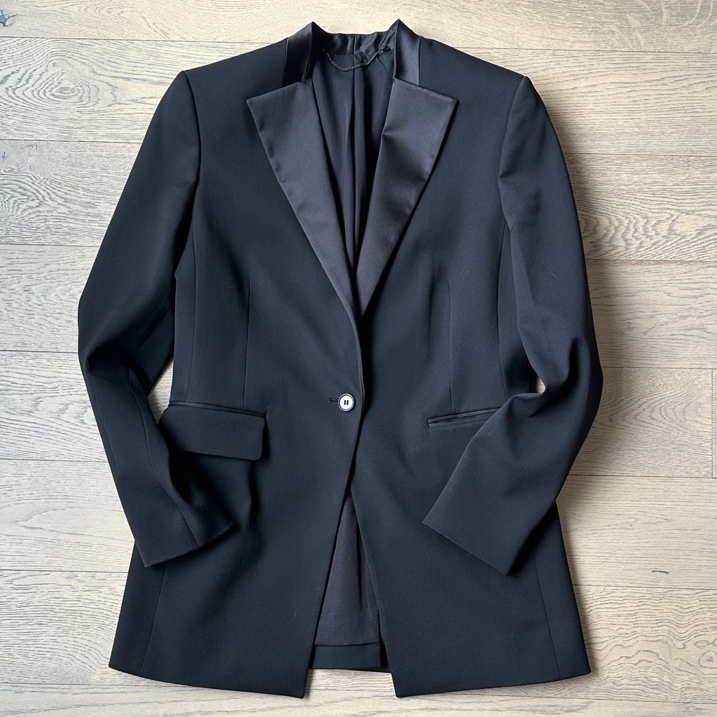 All Saints Charcoal Blazer With Satin Detail